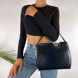 True Vintage Dark Navy Blue 1950s Retro Shoulder Bag Purse